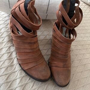 Free People Hybrid Strappy Leather Ankle Bootie